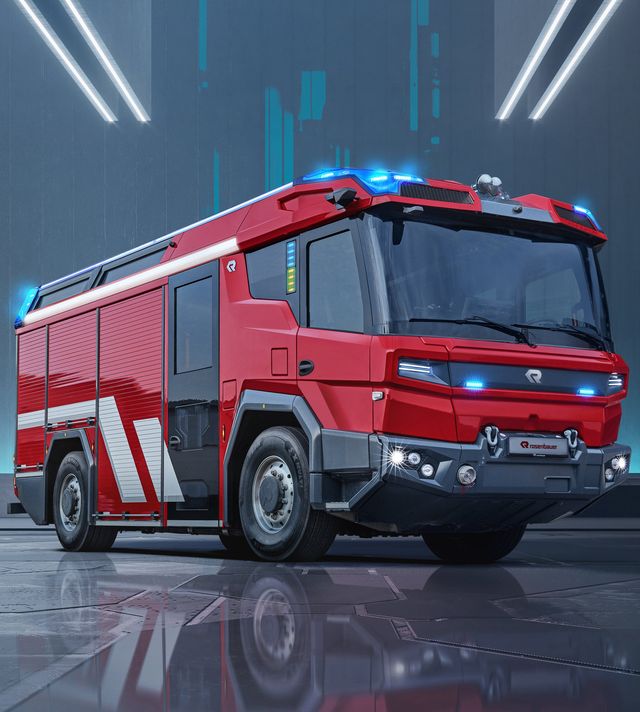 The RT from Rosenbauer - futuristic and conceptual on a dark background.